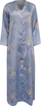 Oscar De La Renta Floral Caftan Dress in Light Blue Polyester