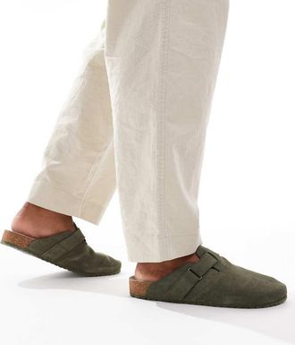 Jack & Jones suede mules in green