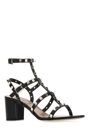 Valentino Garavani Womens Rockst Sandal Black Calf