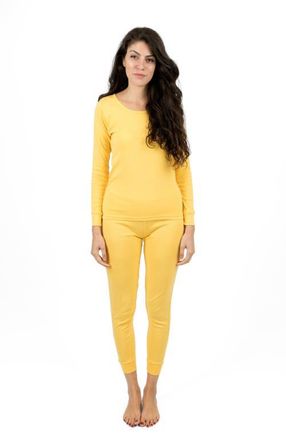 Leveret Womens Cotton Solid Matching Family Pajamas in Yellow at Nordstrom, Size X-Large