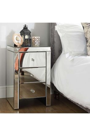 Birlea Seville 3 Drawer Bedside Mirrored in Silver