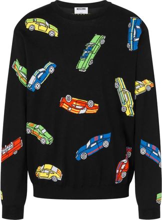 Moschino Sweater met auto-patroon - Zwart
