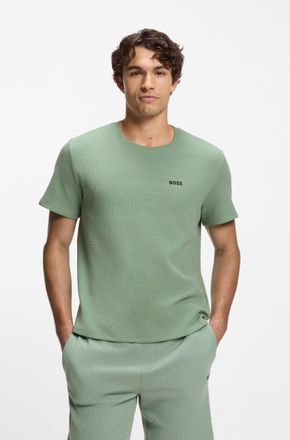 HUGO BOSS Pyjamaoberteil BOSS Waffle T-Shirt, Herren, Gr. XXL, open gr&uuml;n 373, Obermaterial: 60% Baumwolle, 40% Polyester, regular fit, Rundhals, Shirts Pyjamaob