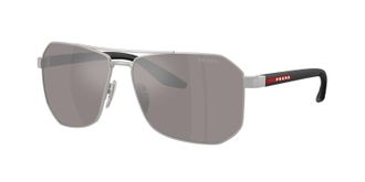 Prada Silver Mirror Irregular Mens Sunglasses PS A53S 18X80I 62