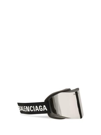 Balenciaga Mens Mirrored Ski Mask Sunglasses Mirror Silver Polyamide