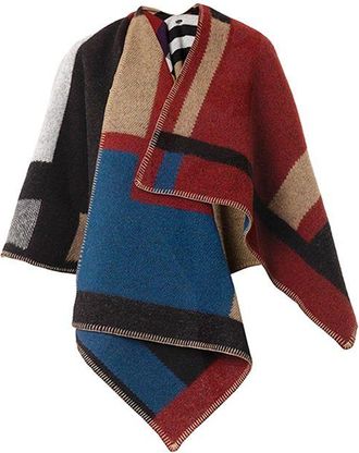 Burberry Wool & Cashmere Colourblock Prorsum Poncho