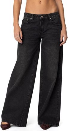 Edikted Vyxen Wide Leg Jeans in Black-Washed at Nordstrom, Size X-Large
