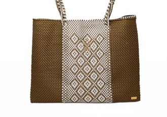 Lola's Bag Womens Travel Handmade Aztec Tote Bag With Clutch In Dark Gold