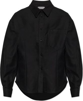 Balenciaga Asymmetrisch gesneden shirt - Dames - Overhemden - Zwart - XS - Katoen - Overhemden