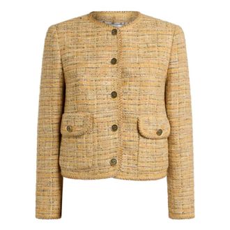Etro Etro, Tweed Jackets, female, Beige, Size: M Cotton Viscose Wool Jacket