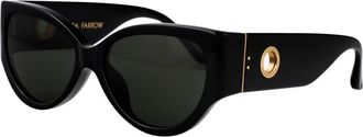 Linda Farrow Connie Stijlvolle Zonnebril voor de Zomer - Dames - Zonnebrillen - Zwart - 58 MM - Accessoires