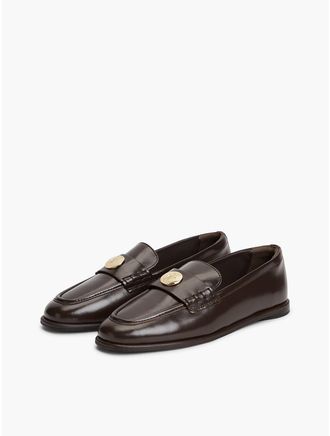 Tommy Hilfiger Womens Square Toe Leather Penny Loafer - Fondant Brown - US 6.5 / EU 37