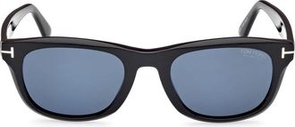 Tom Ford Matte Zwarte Vierkante Zonnebril - Heren - Zonnebrillen - Zwart - 54 MM - Accessoires