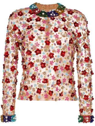 Ashish beaded floral top - women - Nylon - M - MULTI