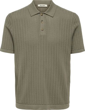 Only & Sons Polokragenpullover ONLY & SONS ONSMOON REG 12 SS POLO KNIT NOOS, Herren, Gr. XXL, bungee cord, Strick, Obermaterial: 80% Baumwolle, 20% Nylon, unifarb
