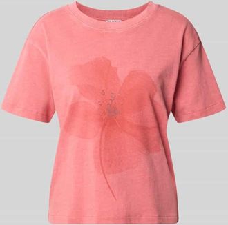 Jake*s Casual T-Shirt mit Motiv-Print und Rundhalsausschnitt in Koralle, Gr&ouml;&szlig;e XXL