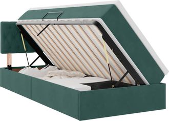 vidaXL Letto Con Contenitore Led E Materasso Verde Scuro 100 X 200 Cm Vidaxl