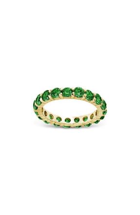 Sterling Forever Gracie Cubic Zirconia Eternity Ring in Gold/Emerald at Nordstrom, Size 10