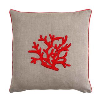 Biancoperla ZANTE Decorative Cushion, Natural/Coral, 45x45