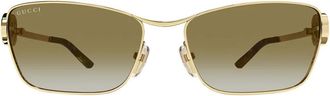 Gucci Vierkante Metalen Zonnebril - Dames - Zonnebrillen - Geel - 58 MM - Accessoires