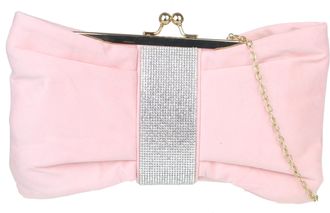 Girly HandBags Womens Satin Bow Shape Diamante Clutch Bag Medium Pastel Pink