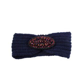 Accessoryo Womens/Ladies Purple Knitted Headband With Purple Jewel Detail