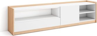 Skraut Home Mueble tv efecto madera blanco y roble 208x37x50cm