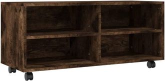 vidaXL Mueble Tv Con Ruedas Madera Contrachapada Roble Humo 90x35x35cm Vidaxl