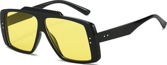 Generic Fashion Square Large Frame Men And Women Outdoor Commuting Sunglasses Street Photography Vacation Sports Sun Glasses(Yellow)