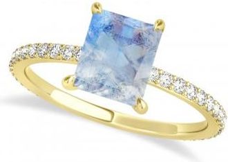 Allurez Emerald Moonstone & Diamond Hidden Halo Engagement Ring 14k Yellow Gold (2.93ct)