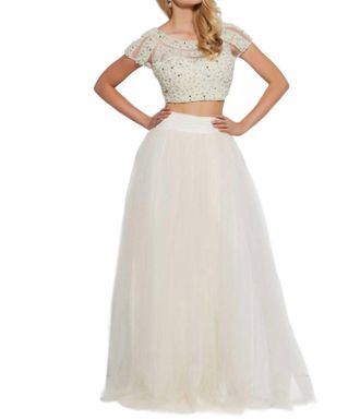 Mac Duggal Two-Piece Prom Dress In Ivory