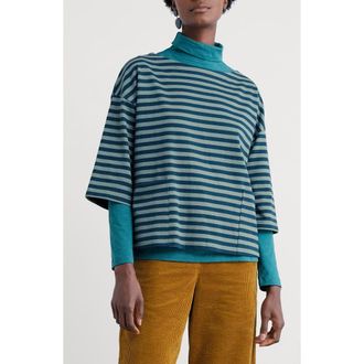 Seasalt Cornwall Buryan Stripe Organic Cotton T-Shirt in Mini Cornish Lichen at Nordstrom, Size 10 Us