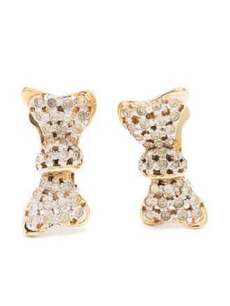 Valentino Garavani Orecchini con strass e fiocco anni 80 - Oro