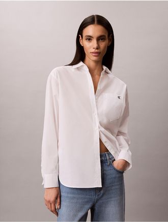 Calvin Klein Jeans Calvin Klein Womens Cotton Poplin Relaxed Button-Down Shirt - White - XL