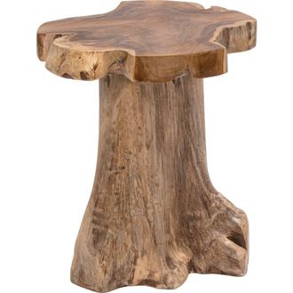 Jonathan Y Designs Amara Rustic Modern Handcrafted Live Edge Solid Teak Wood Stump Stool in Natural at Nordstrom