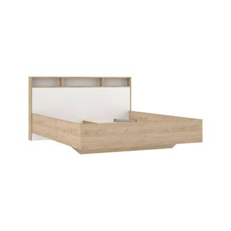 Dmora Cama Doble Charlene, Sommier Para Dormitorio, Estructura De Cama Por Habitaci&oacute;n, Estructura Del Sostenedor Del Colch&oacute;n, 216x170 H1 Cm, Roble Y Blanco 