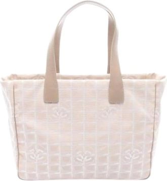 Chanel Pre-owned Tote Bags, female, Beige, Size: ONE SIZE Pre-owned Vintage Nylon Tote