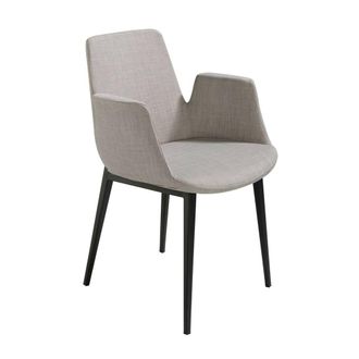 Angel Cerd&aacute; Grey Fabric Dining Chair with Armrests, Black Steel