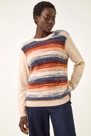 Roman Fluffy Stripe Knit Jumper