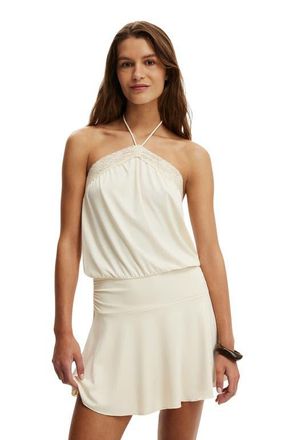 Cotton On Womens Chloe Halter Mini Dress in Honey Cream at Nordstrom, Size Xxx-Small