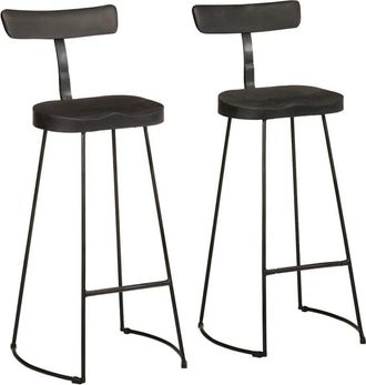 vidaXL Taburetes de barra 2 uds negro 49x43x103 cm madera maciza mango vidaXL