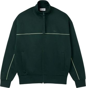 Lacoste Sweatshirt van katoenmix - Heren - Vesten met rits - Groen - L - Katoen - Hoodies & sweatvesten
