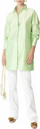 Max Mara Aretusa Silk Blouse In Lime Green