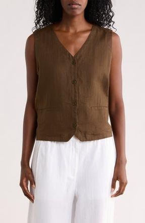 Eileen Fisher V-Neck Organic Linen Vest in Branch at Nordstrom Rack, Size Xx-Small