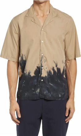 Officine Générale Eren Short Sleeves Dip Dyed Shirt In Khaki,black