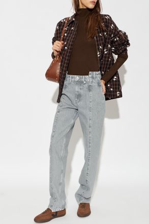Ganni Jeans With Stitching On The Legs, Womens, Grey