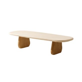 Wabi Home Mesa de centro de microcemento y madera maciza 135x56cm