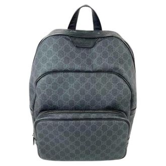 Gucci Pre-owned GG Supreme Medium Day Backpack - unisex - Vintage Rugzakken - Grijs - ONE Size - Leer - Vintage