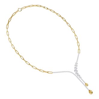 Diamond2Deal 18k Vermeil Plated Silver 3.8 Ct Pear Cut White & Yellow Lab Grown Diamond Drop Necklace 18
