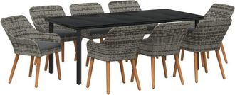 vidaXL Garden Dining Set with Cushion 9 pcs Grey Poly Rattan Vidaxl